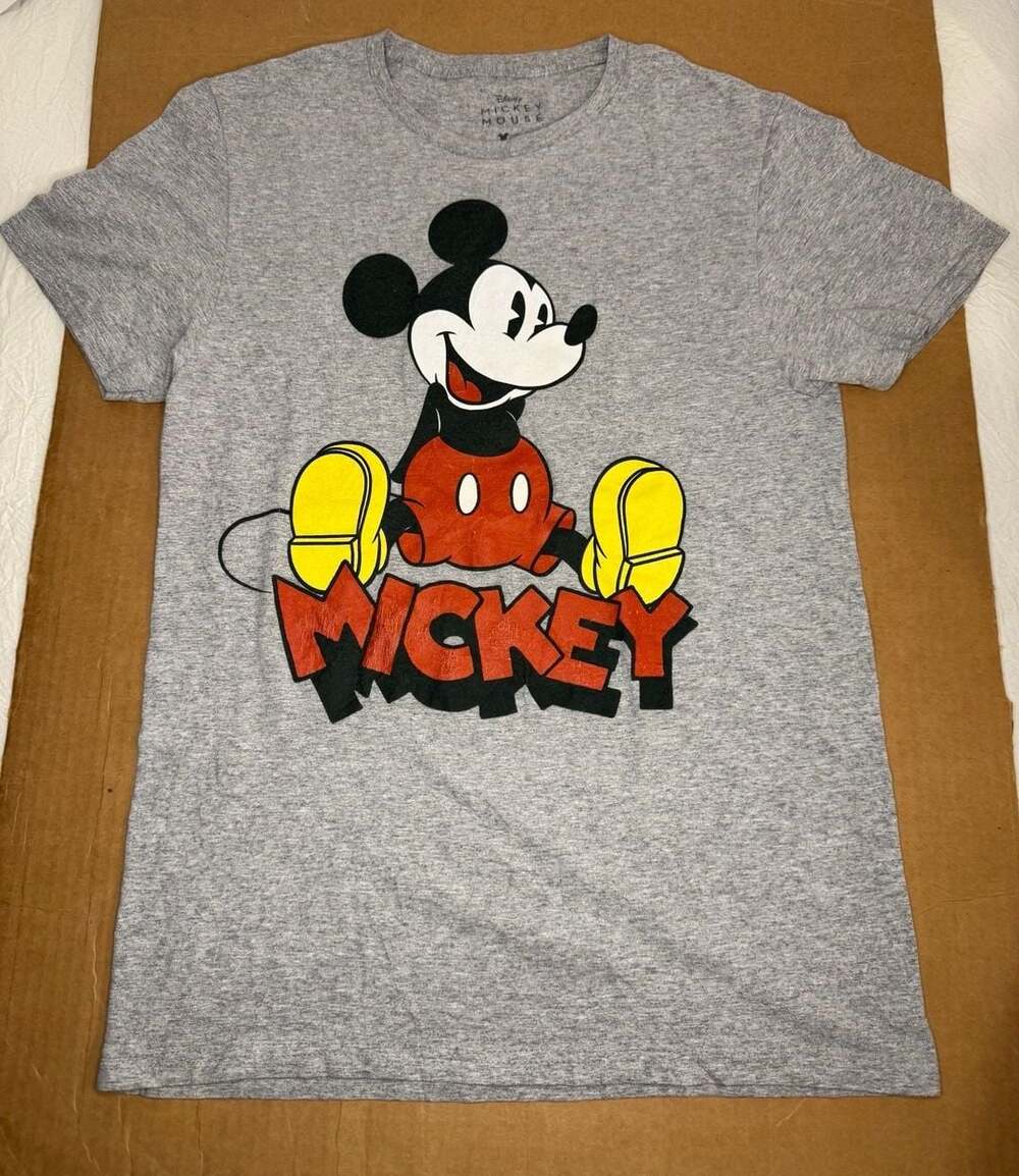 Disney Mickey Mouse Graphic T-Shirt Gray Size Small